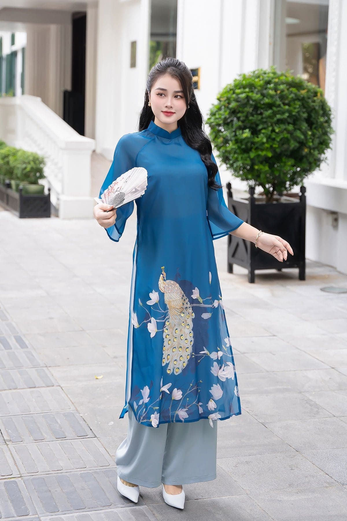 Áo dài cách tân Khổng Tước - S61A23Q007 ( không kèm quần )